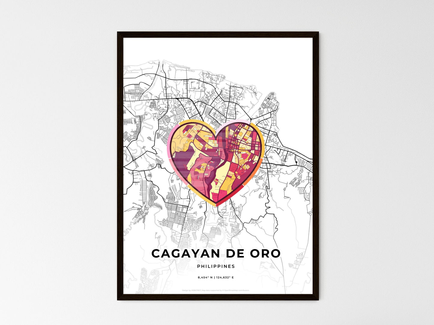 Cagayan De Oro Philippines wedding art map with heart icon