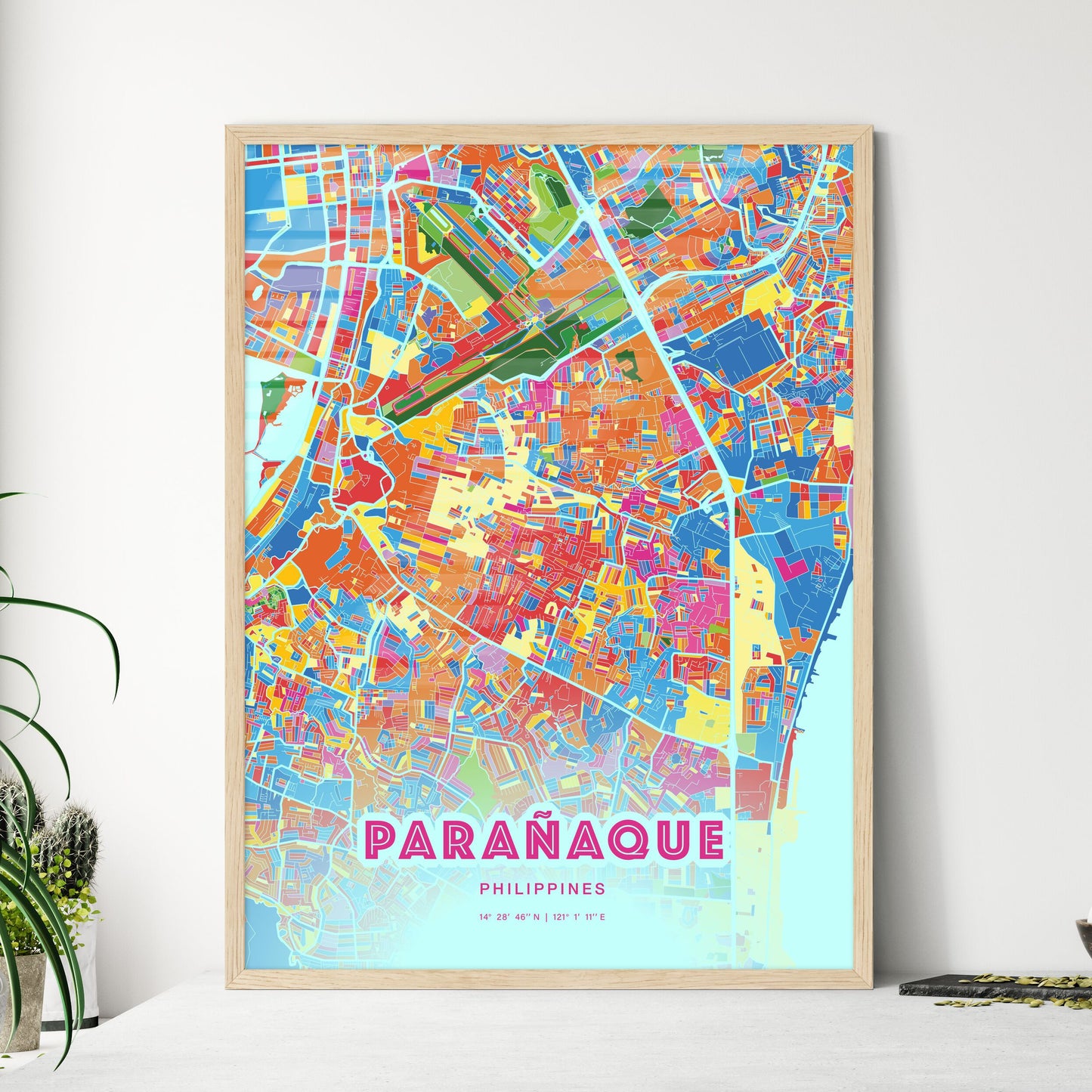 Colorful PARAÑAQUE PHILIPPINES Fine Art Map Crazy Colors
