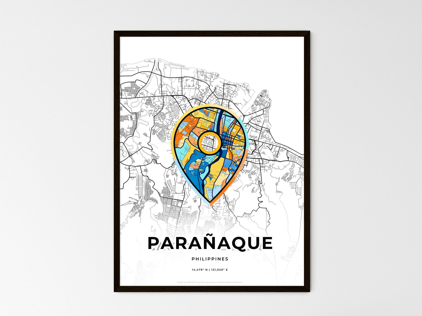 Parañaque Philippines wedding art map with pointer icon