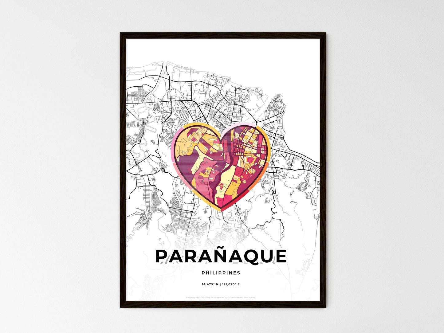 Parañaque Philippines wedding art map with heart icon