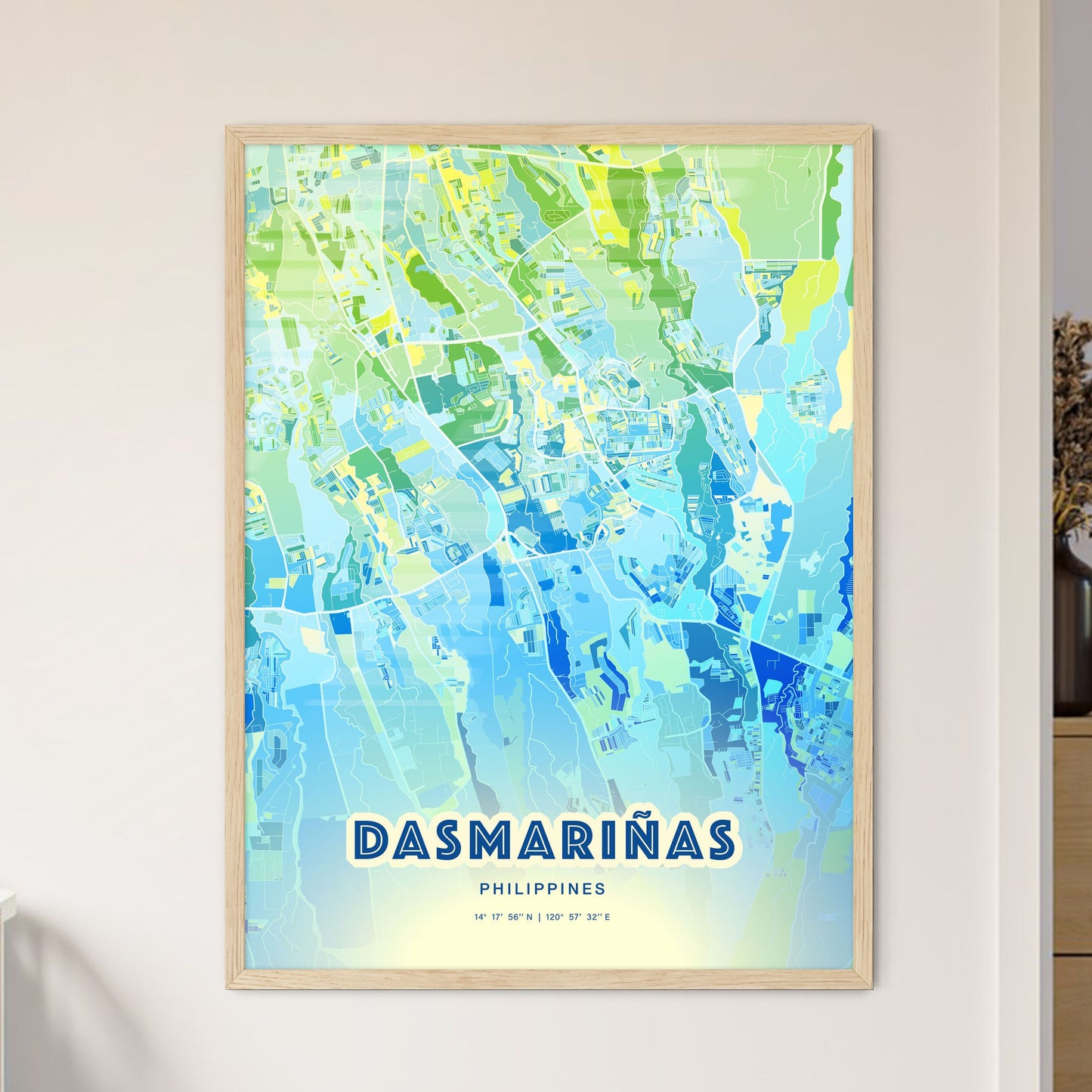 Colorful DASMARIÑAS PHILIPPINES Fine Art Map Cool Blue