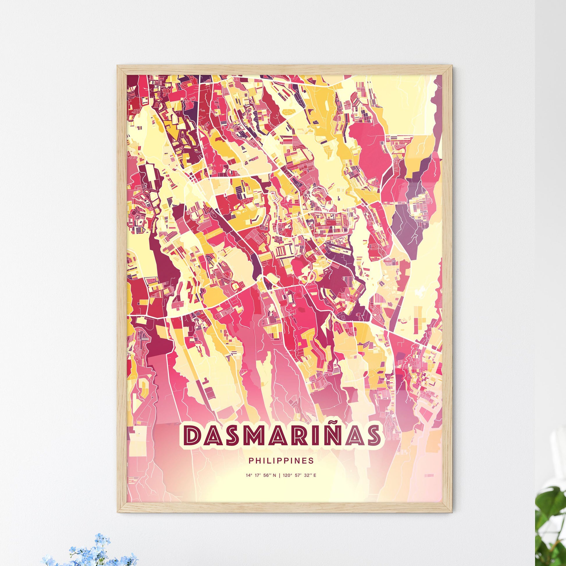 Colorful DASMARIÑAS PHILIPPINES Fine Art Map Hot Red