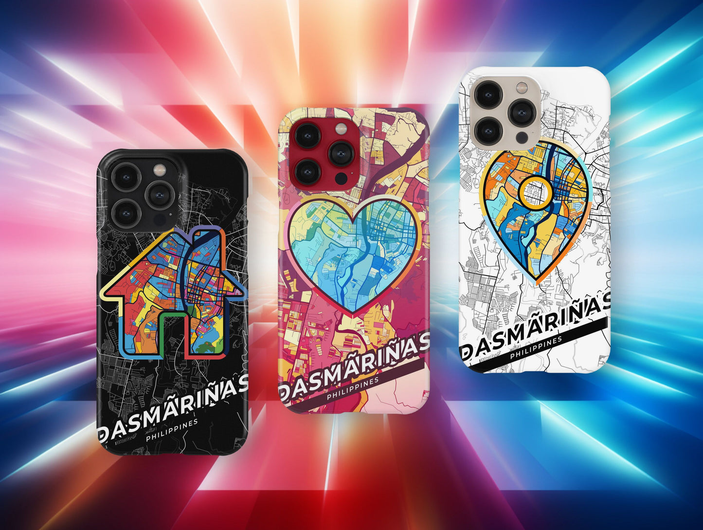 Dasmariñas Philippines slim phone case with colorful icon. Birthday, wedding or housewarming gift. Couple match cases.