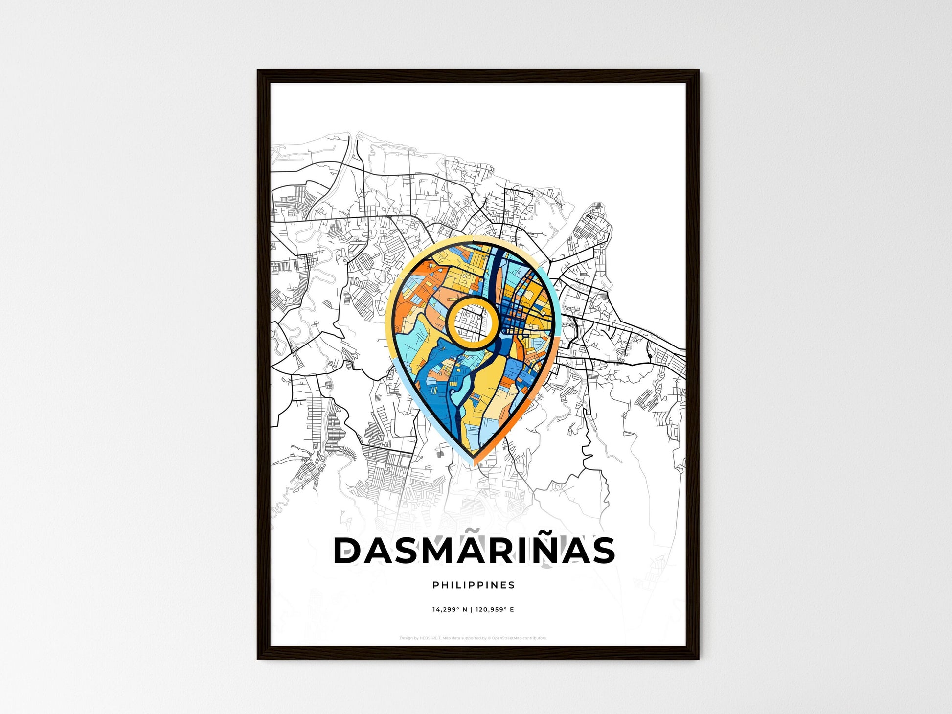 Dasmariñas Philippines wedding art map with pointer icon