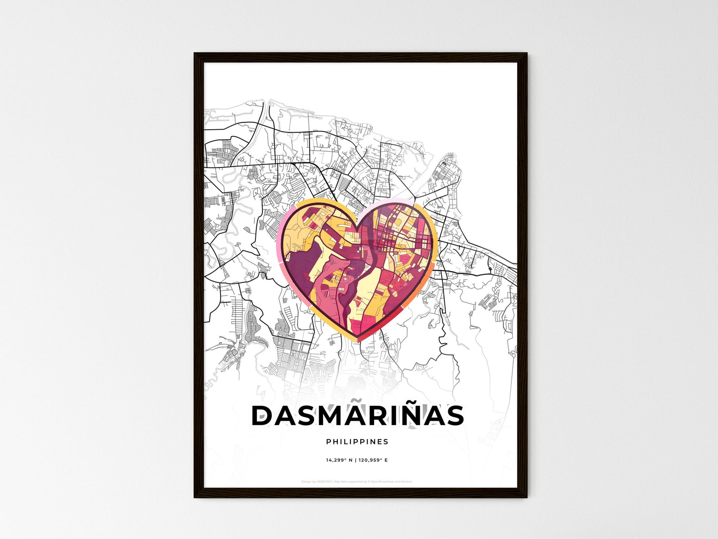 Dasmariñas Philippines wedding art map with heart icon
