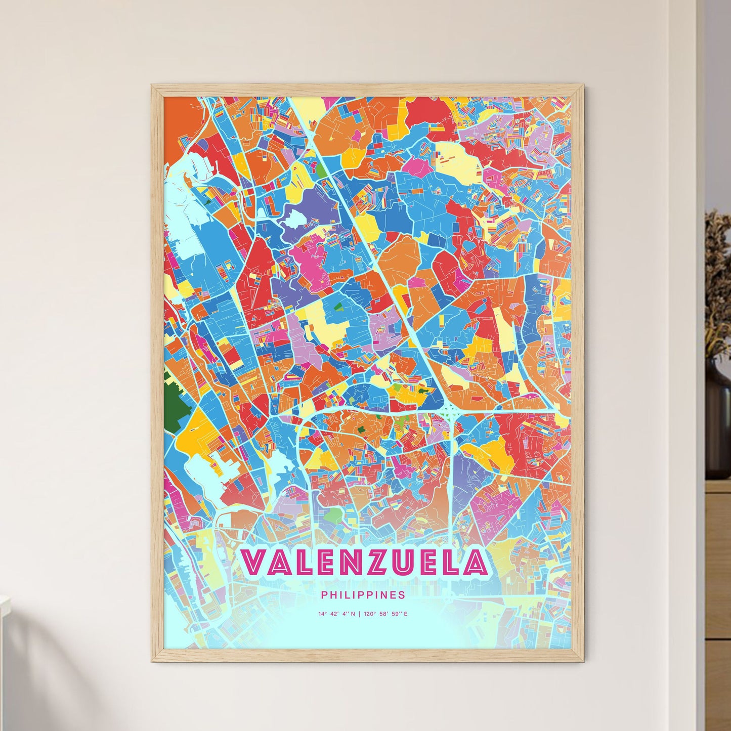 Colorful VALENZUELA PHILIPPINES Fine Art Map Crazy Colors