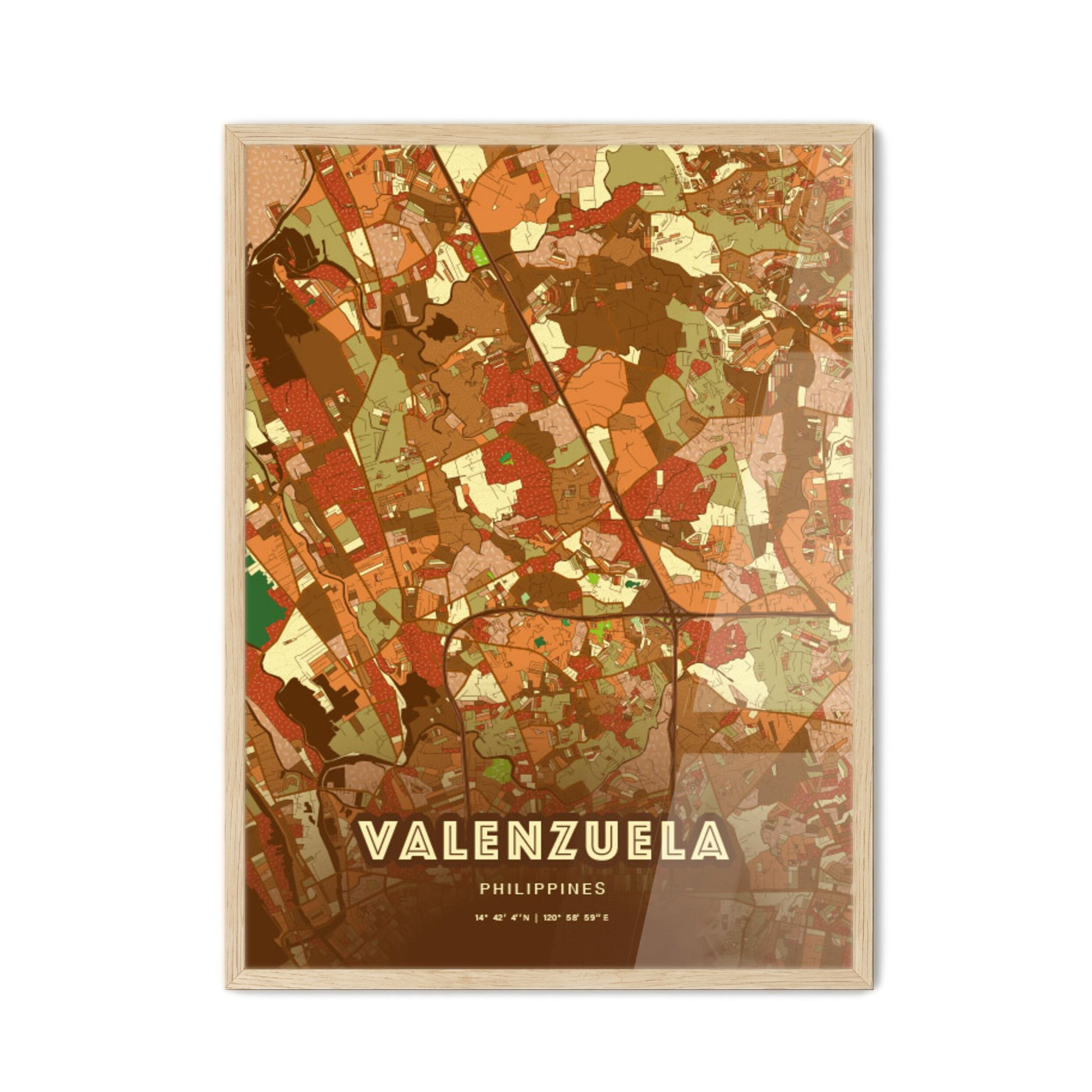 Colorful VALENZUELA PHILIPPINES Fine Art Map Farmhouse