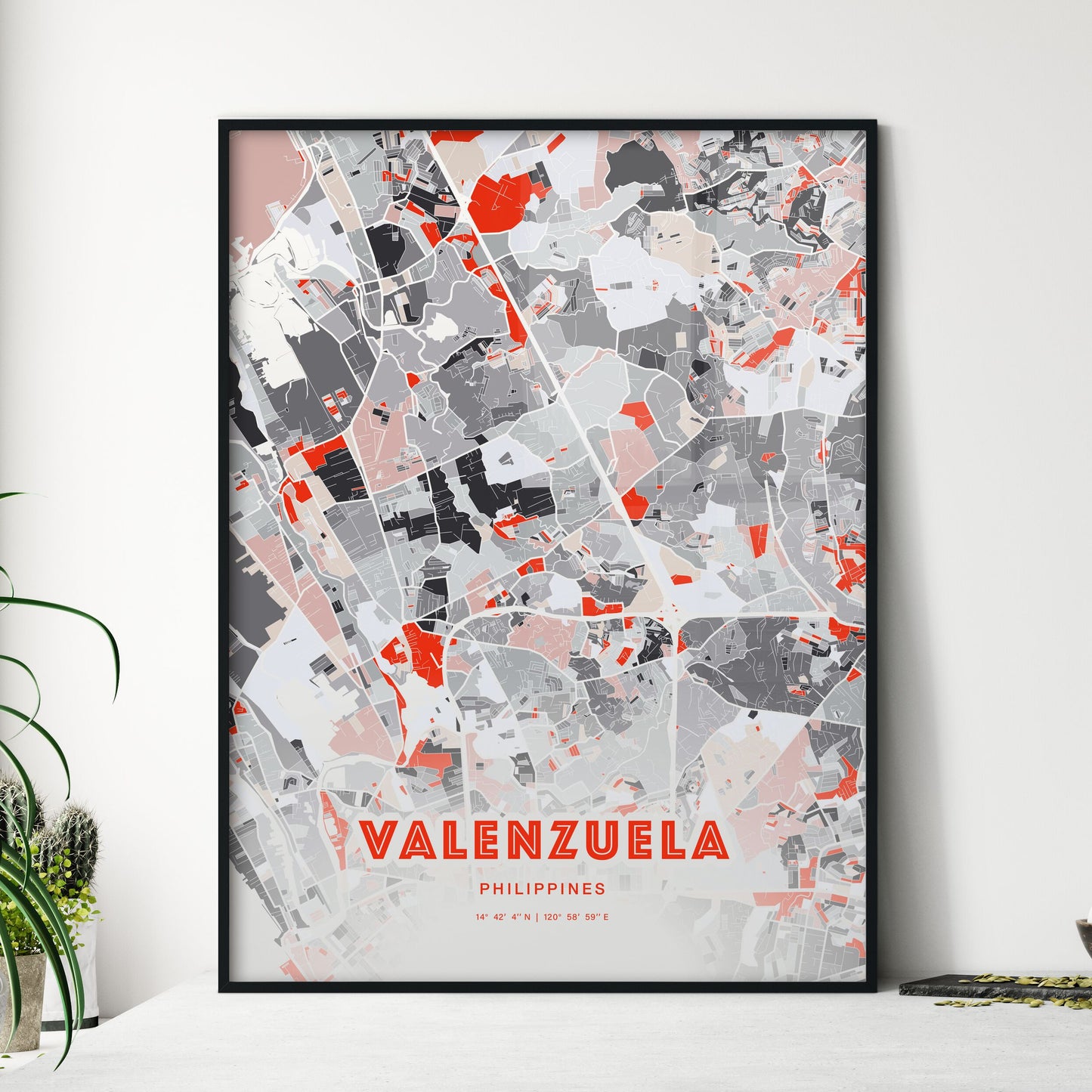 Colorful VALENZUELA PHILIPPINES Fine Art Map Modern