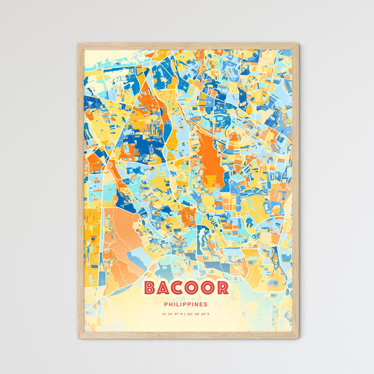 Colorful BACOOR PHILIPPINES Fine Art Map Blue Orange