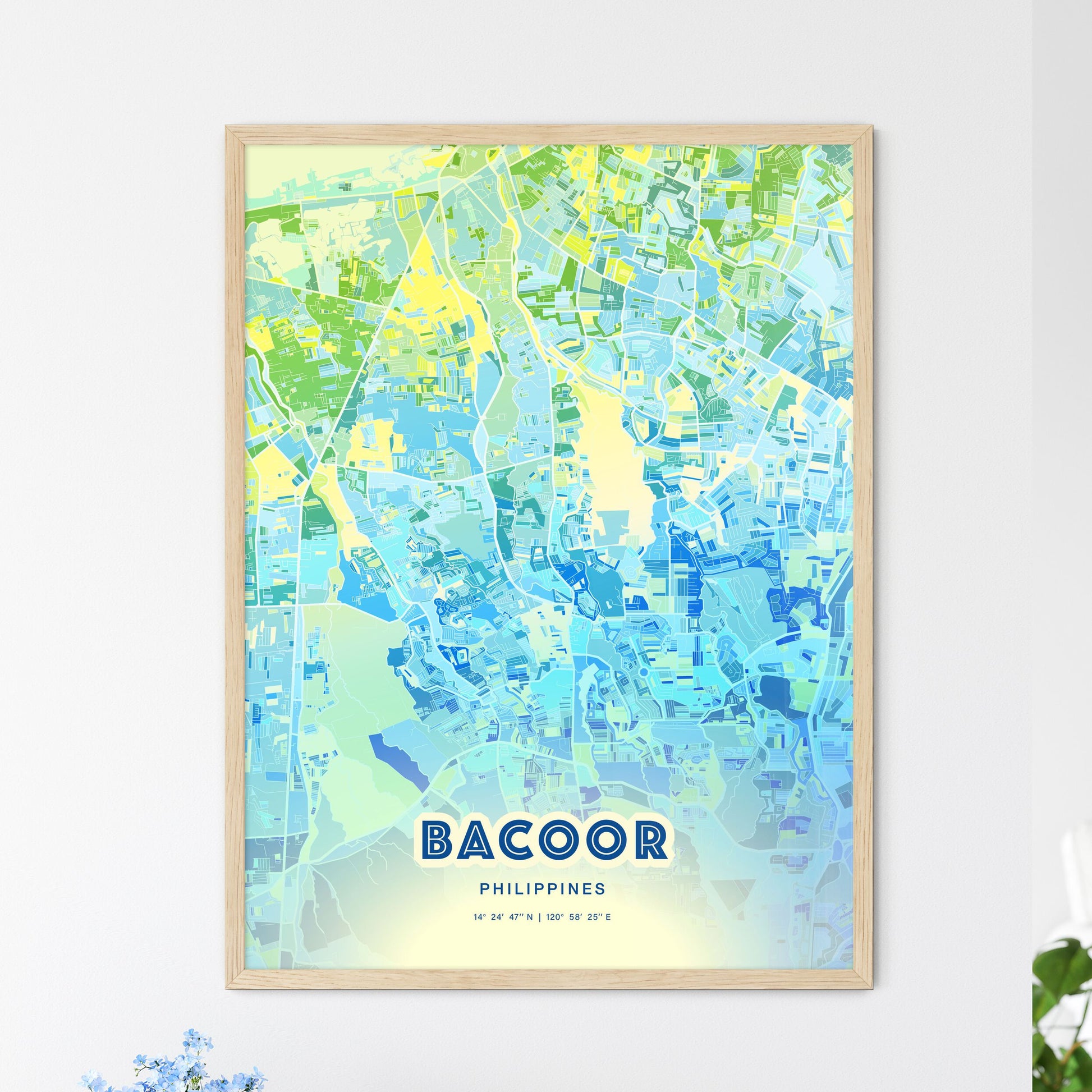 Colorful BACOOR PHILIPPINES Fine Art Map Cool Blue