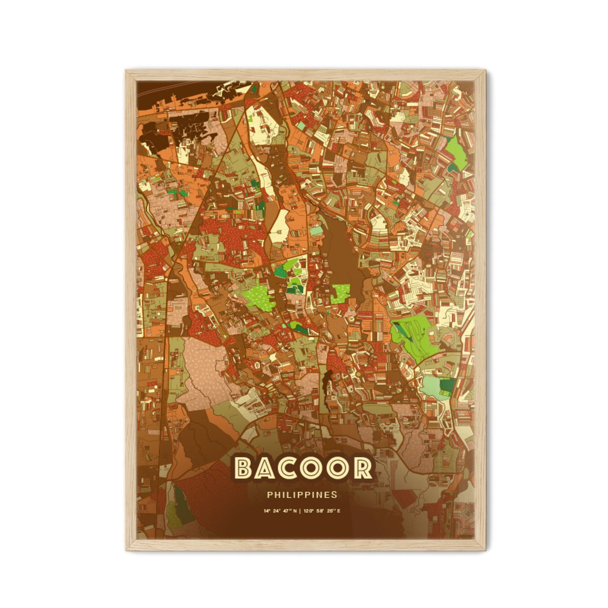 Colorful BACOOR PHILIPPINES Fine Art Map Farmhouse