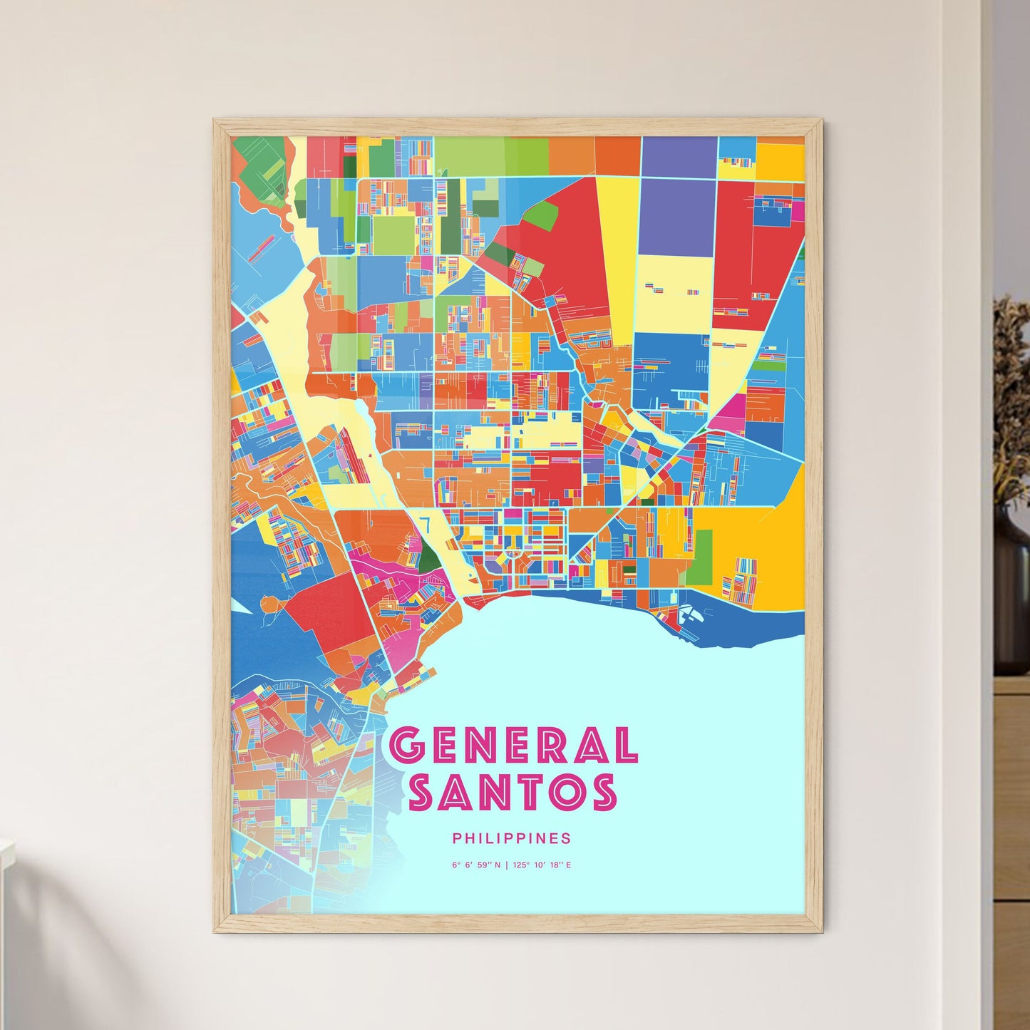 Colorful GENERAL SANTOS PHILIPPINES Fine Art Map Crazy Colors