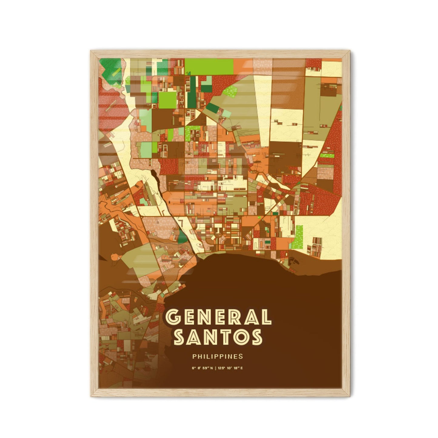 Colorful GENERAL SANTOS PHILIPPINES Fine Art Map Farmhouse