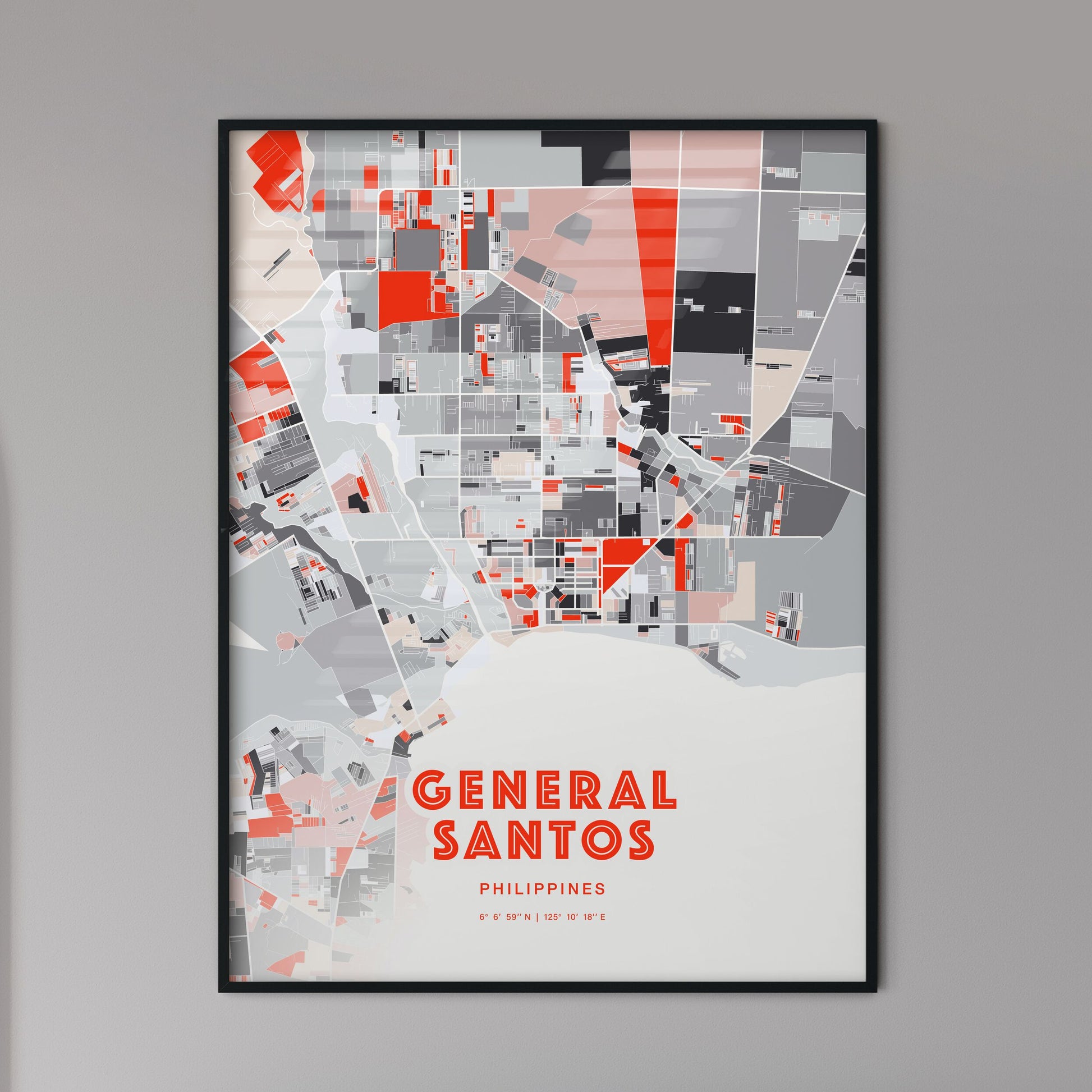 Colorful GENERAL SANTOS PHILIPPINES Fine Art Map Modern