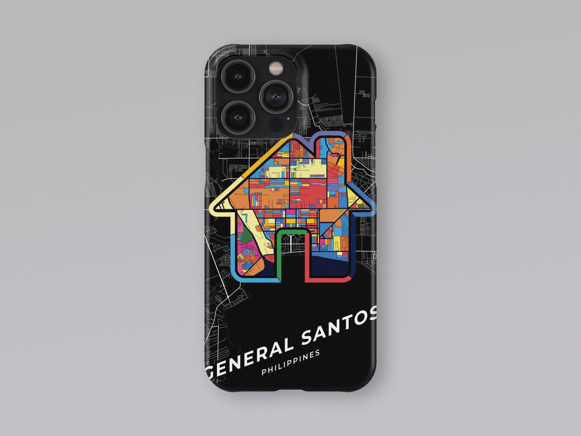 General Santos Philippines slim phone case with colorful icon. Birthday, wedding or housewarming gift. Couple match cases. 3