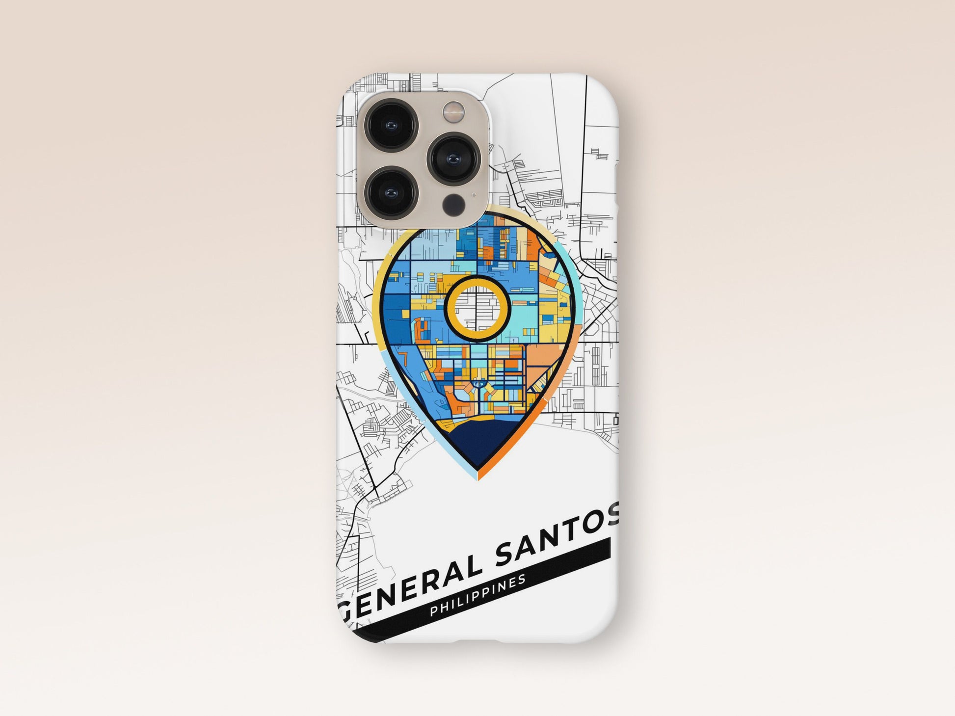 General Santos Philippines slim phone case with colorful icon. Birthday, wedding or housewarming gift. Couple match cases. 1
