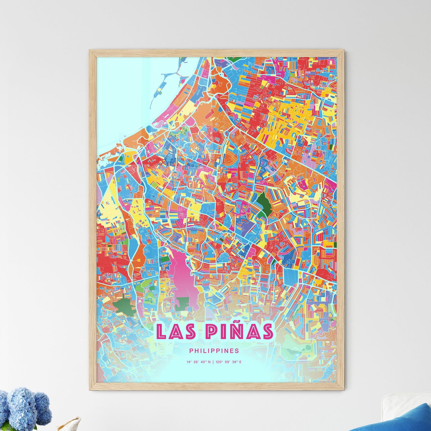 Colorful LAS PIÑAS PHILIPPINES Fine Art Map Crazy Colors