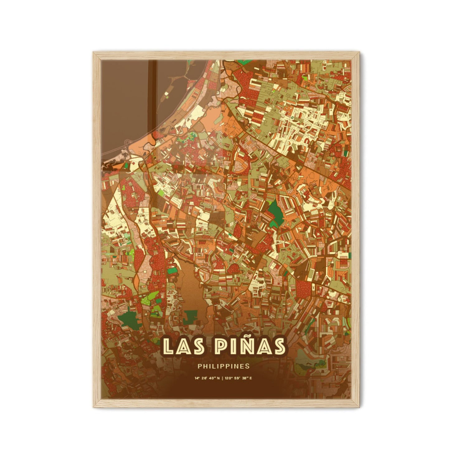 Colorful LAS PIÑAS PHILIPPINES Fine Art Map Farmhouse