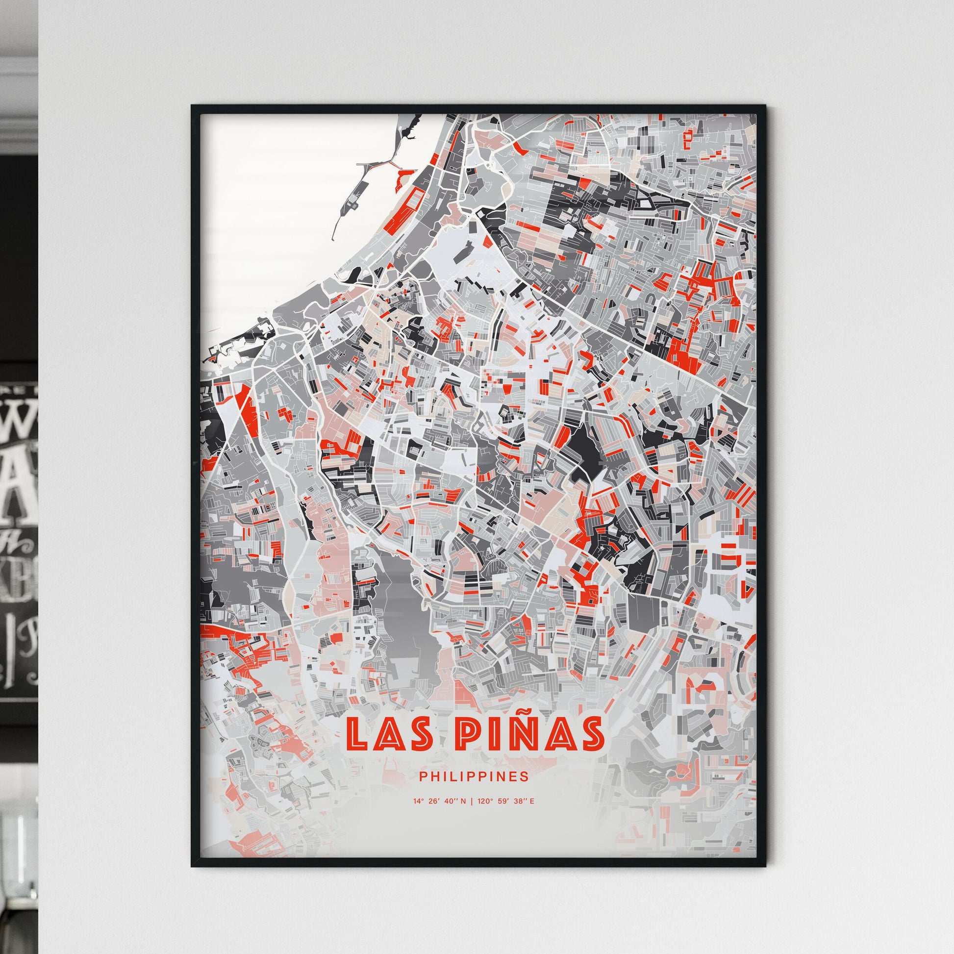 Colorful LAS PIÑAS PHILIPPINES Fine Art Map Modern