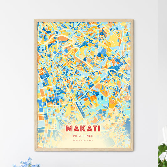 Colorful MAKATI PHILIPPINES Fine Art Map Blue Orange