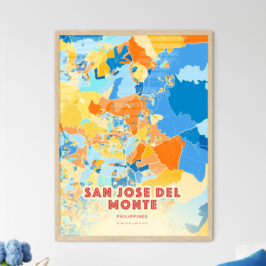 Colorful SAN JOSE DEL MONTE PHILIPPINES Fine Art Map Blue Orange