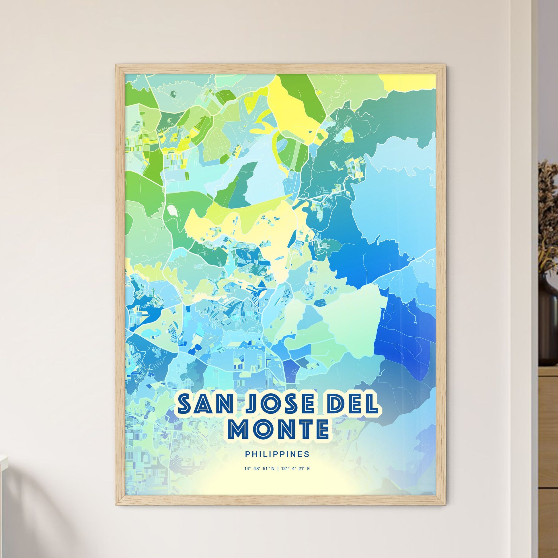 Colorful SAN JOSE DEL MONTE PHILIPPINES Fine Art Map Cool Blue