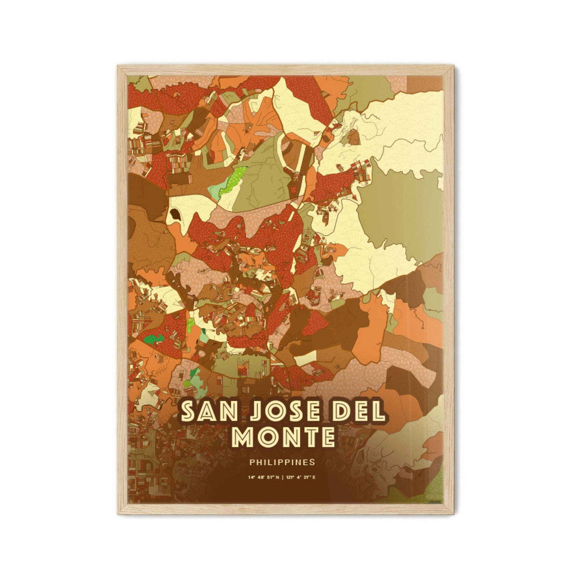 Colorful SAN JOSE DEL MONTE PHILIPPINES Fine Art Map Farmhouse