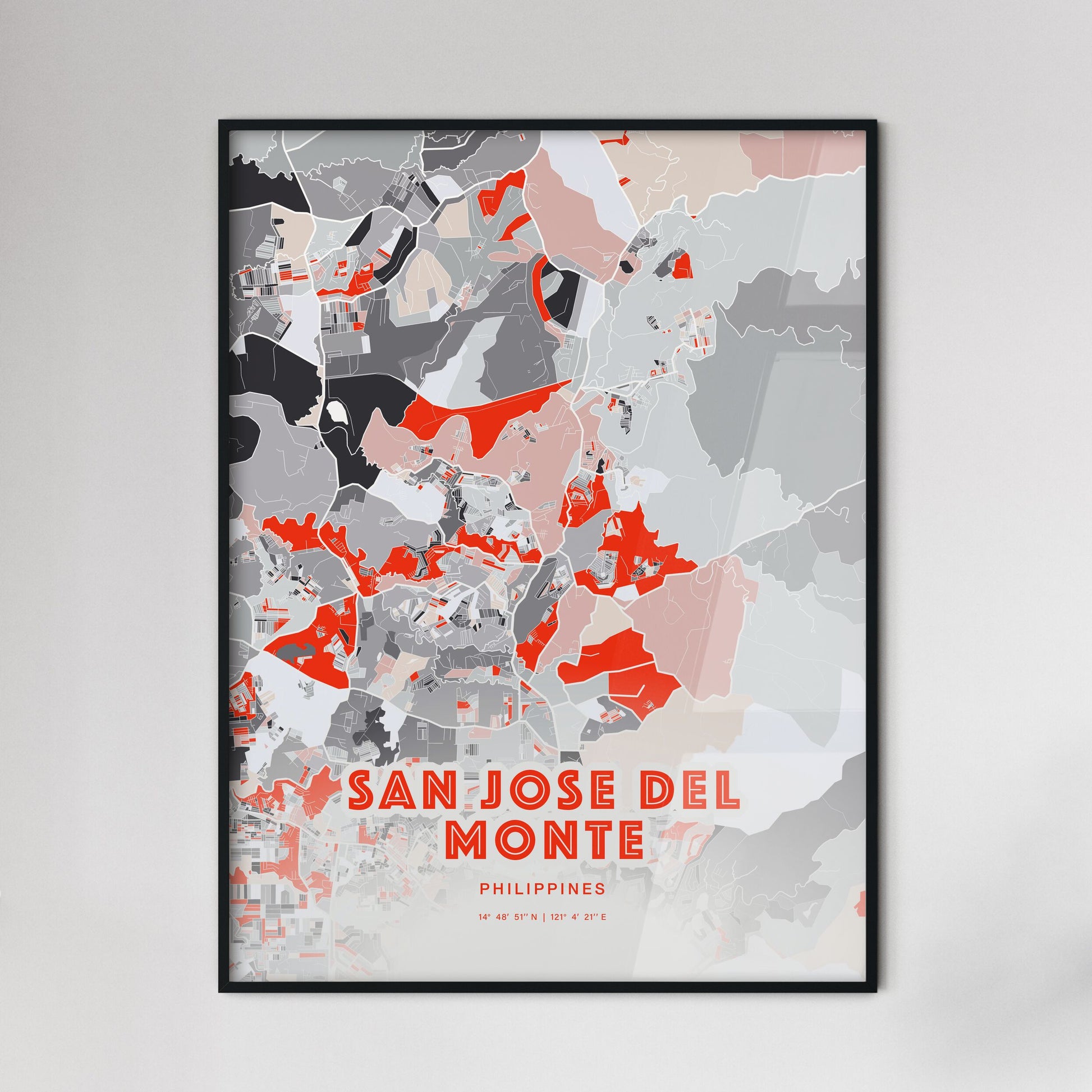 Colorful SAN JOSE DEL MONTE PHILIPPINES Fine Art Map Modern