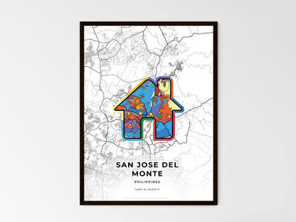 SAN JOSE DEL MONTE PHILIPPINES minimal art map with a colorful icon. Style 3
