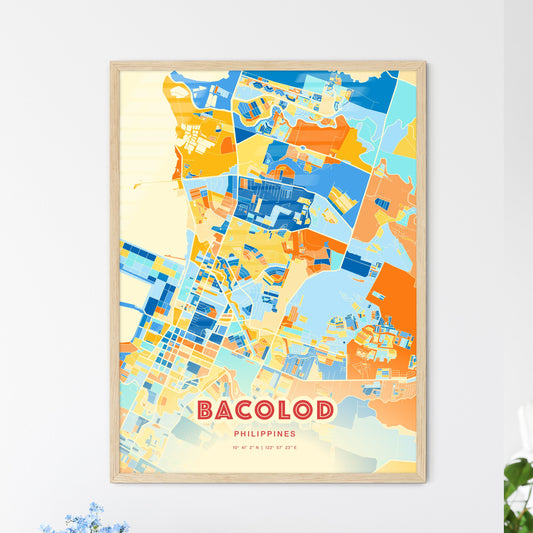 Colorful BACOLOD PHILIPPINES Fine Art Map Blue Orange