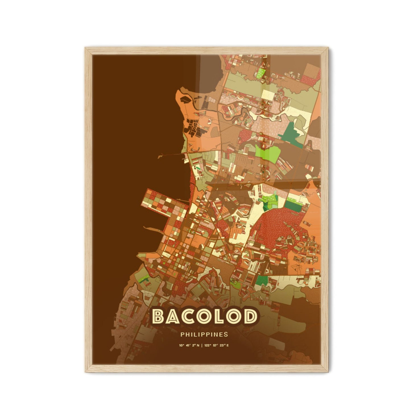 Colorful BACOLOD PHILIPPINES Fine Art Map Farmhouse