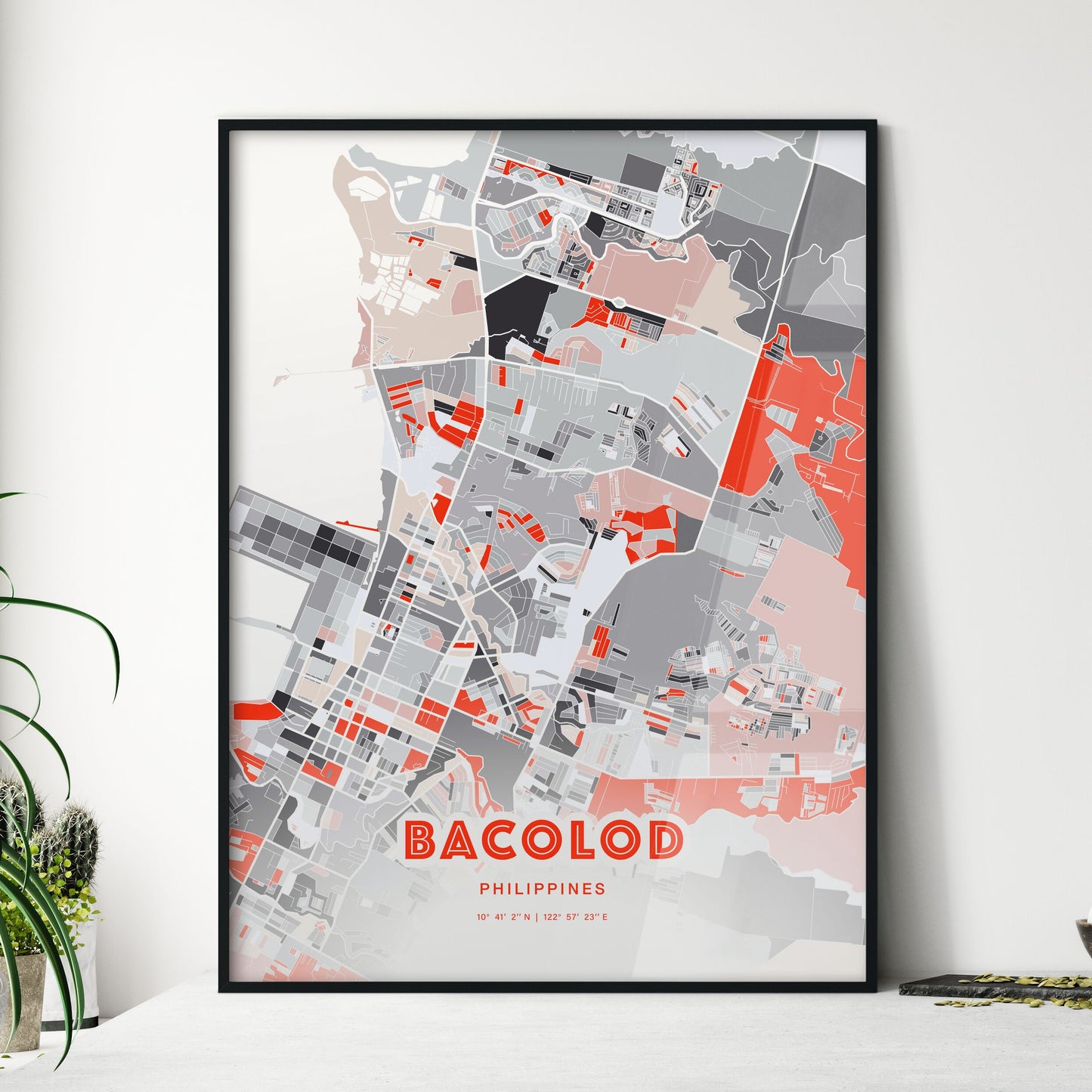 Colorful BACOLOD PHILIPPINES Fine Art Map Modern