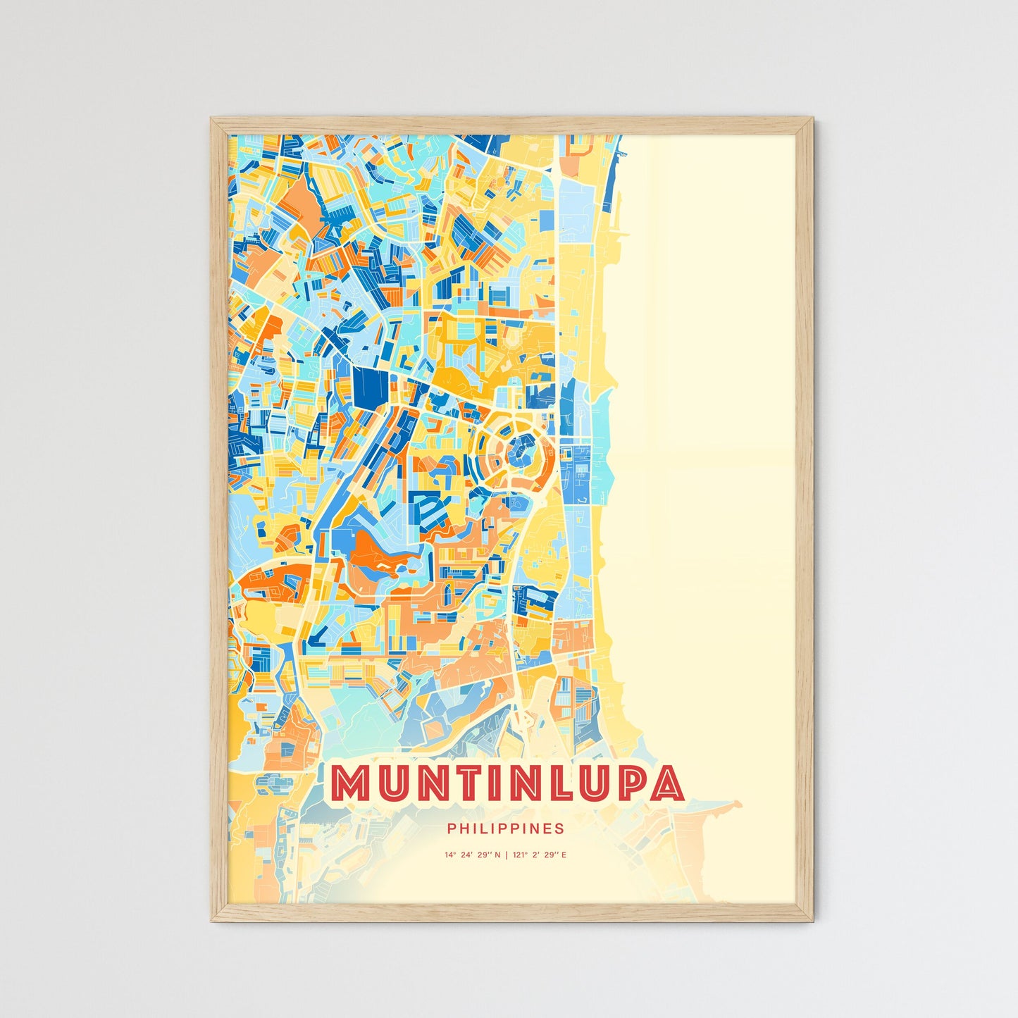 Colorful MUNTINLUPA PHILIPPINES Fine Art Map Blue Orange