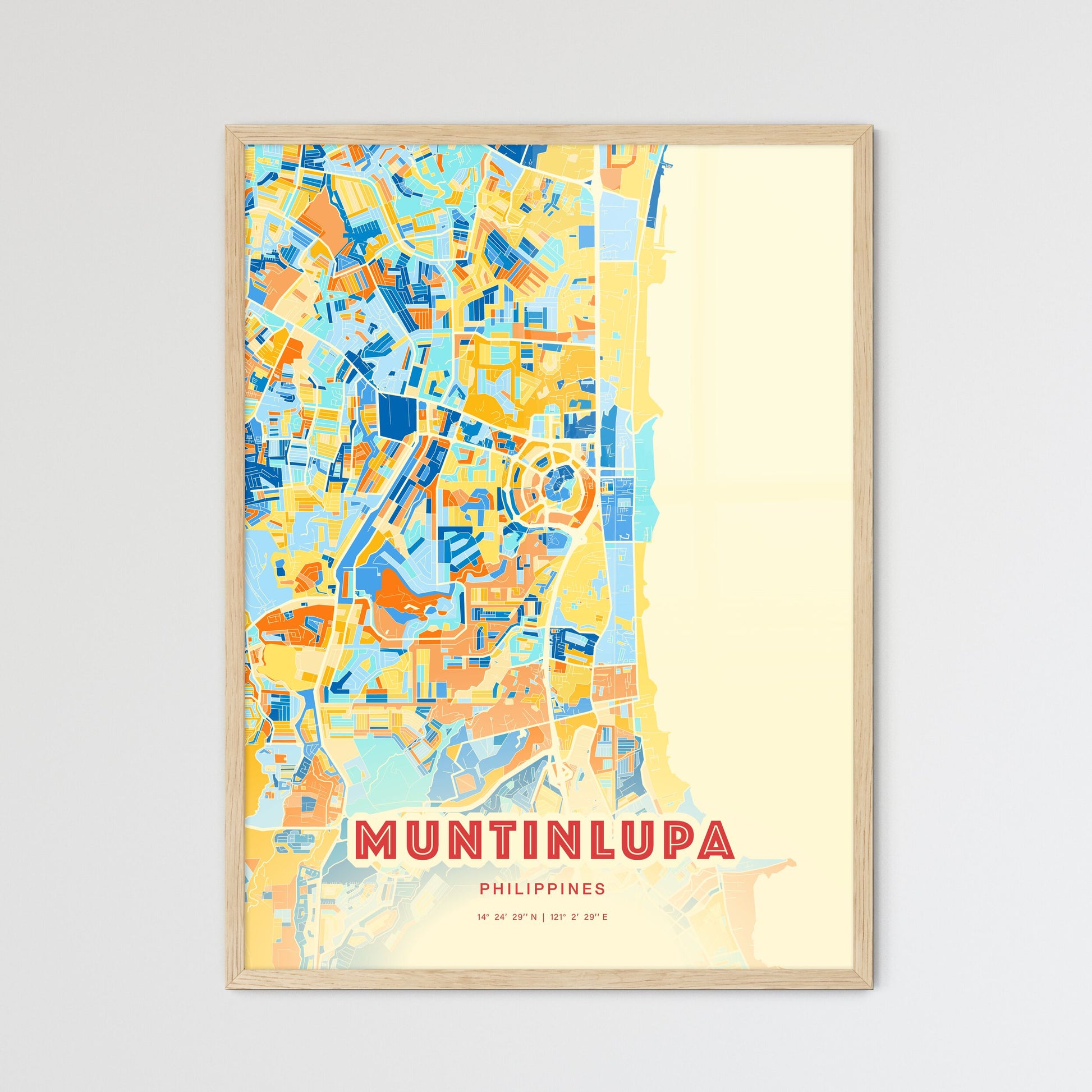 Colorful MUNTINLUPA PHILIPPINES Fine Art Map Blue Orange