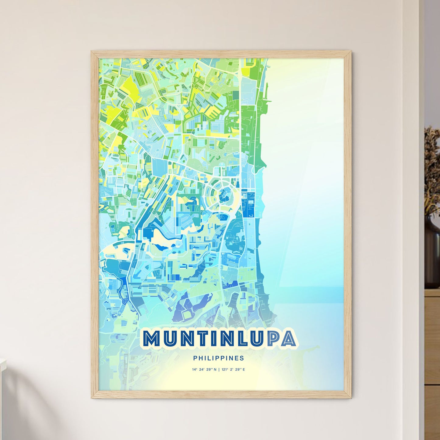 Colorful MUNTINLUPA PHILIPPINES Fine Art Map Cool Blue