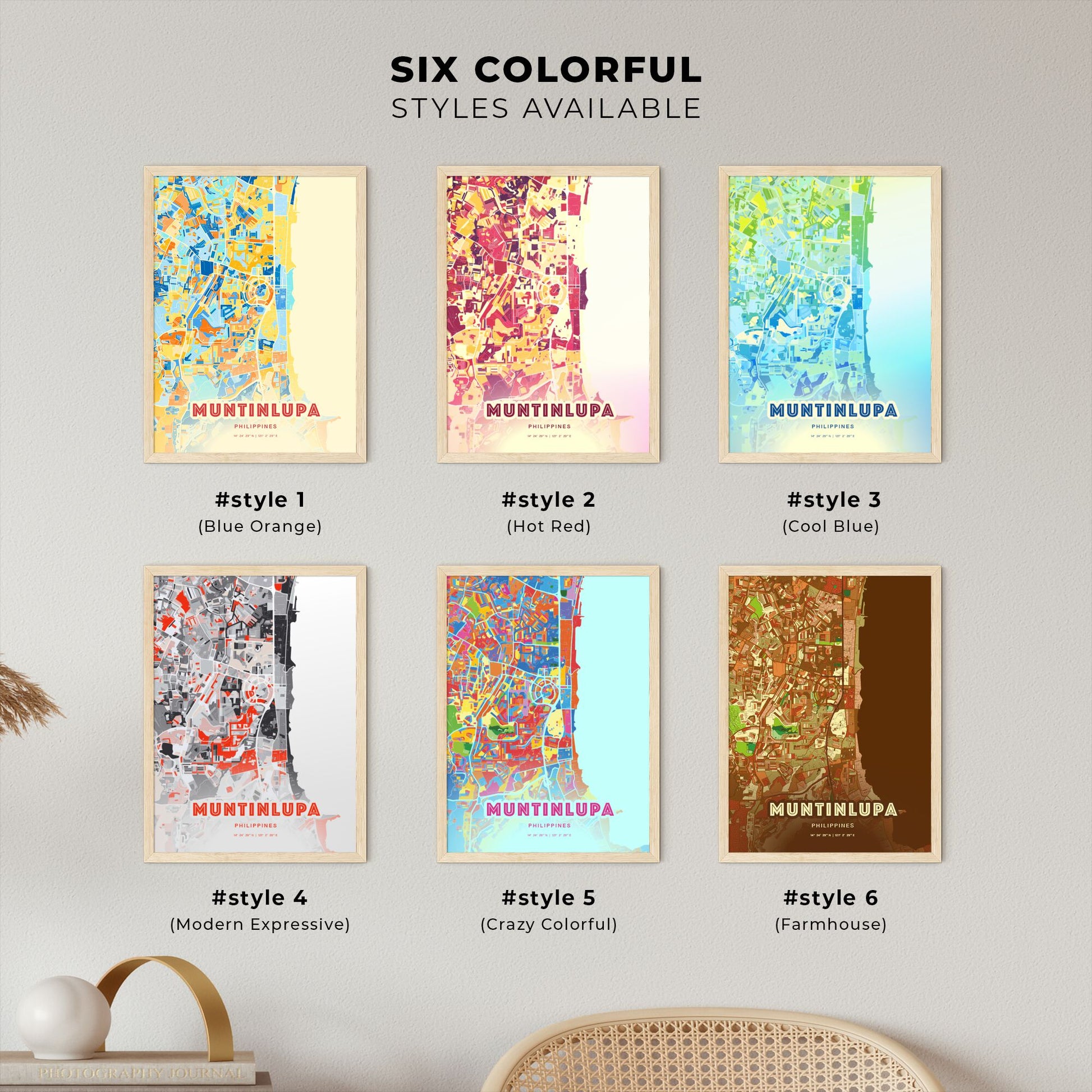 Colorful MUNTINLUPA PHILIPPINES Fine Art Map Blue Orange