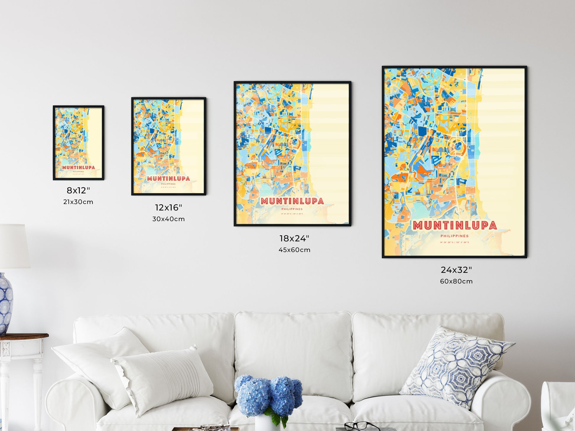 Colorful MUNTINLUPA PHILIPPINES Fine Art Map Blue Orange
