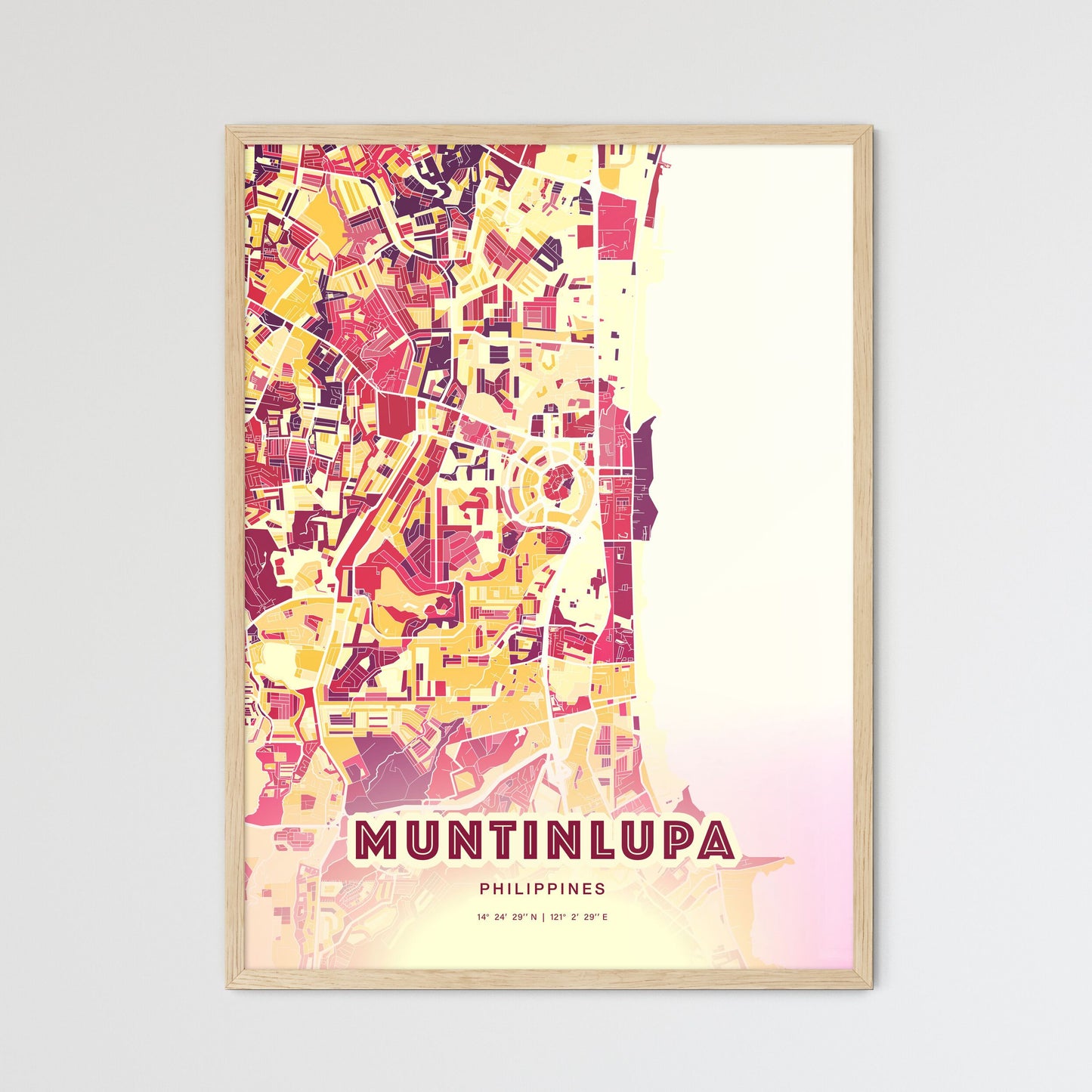 Colorful MUNTINLUPA PHILIPPINES Fine Art Map Hot Red