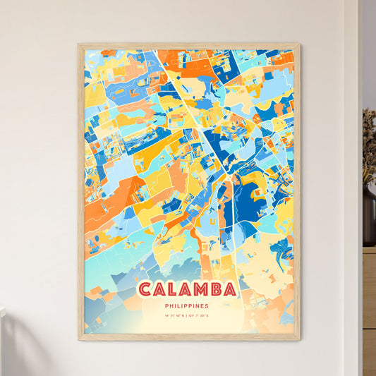 Colorful CALAMBA PHILIPPINES Fine Art Map Blue Orange