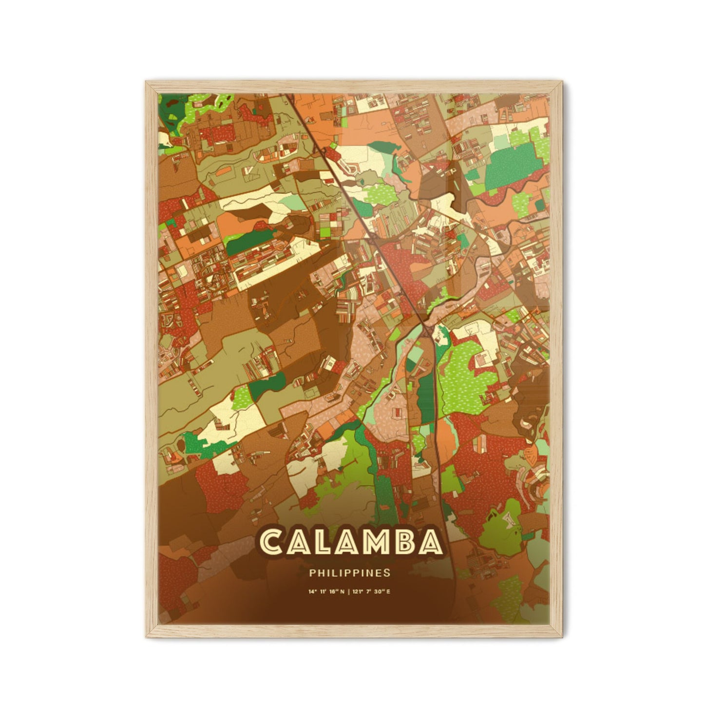 Colorful CALAMBA PHILIPPINES Fine Art Map Farmhouse