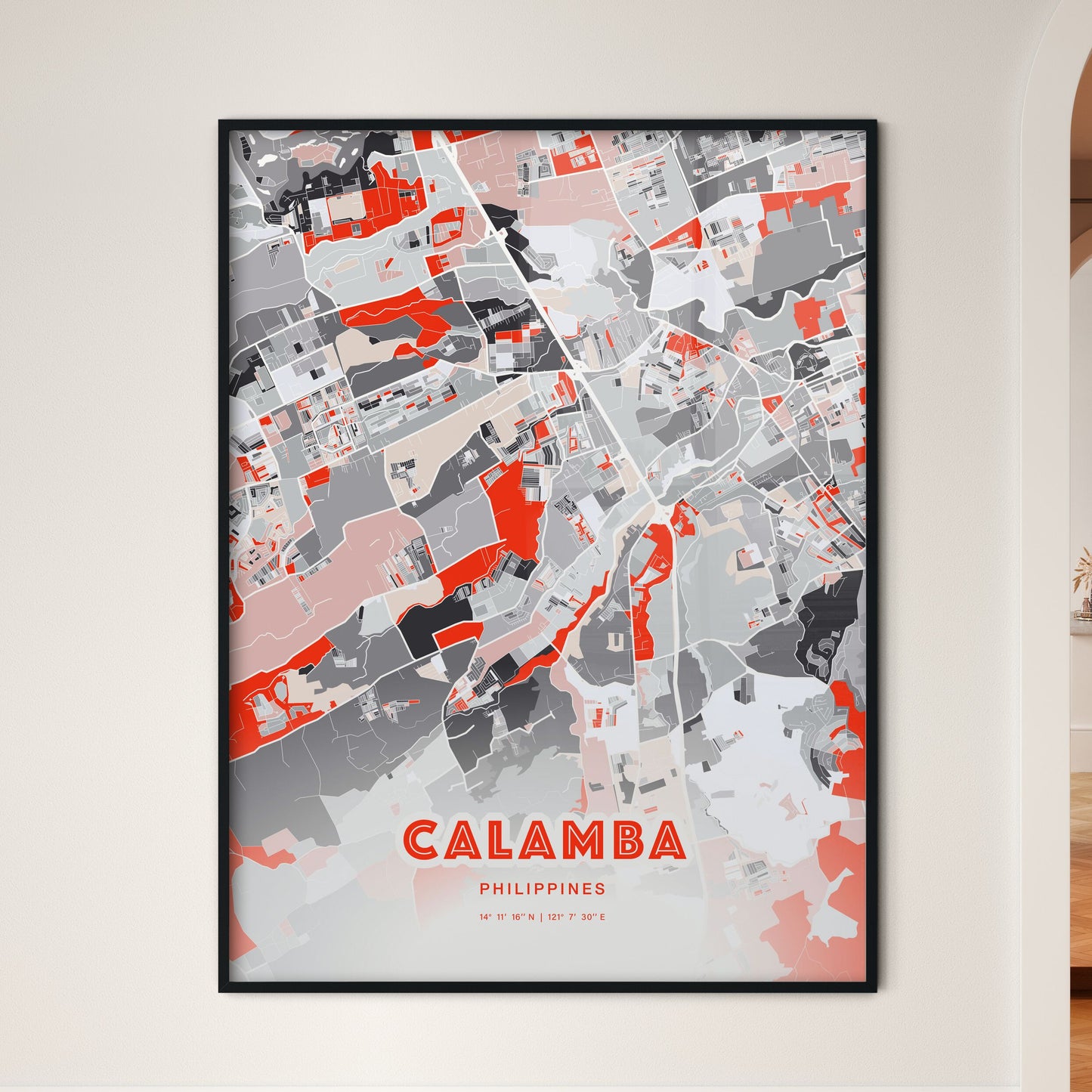 Colorful CALAMBA PHILIPPINES Fine Art Map Modern