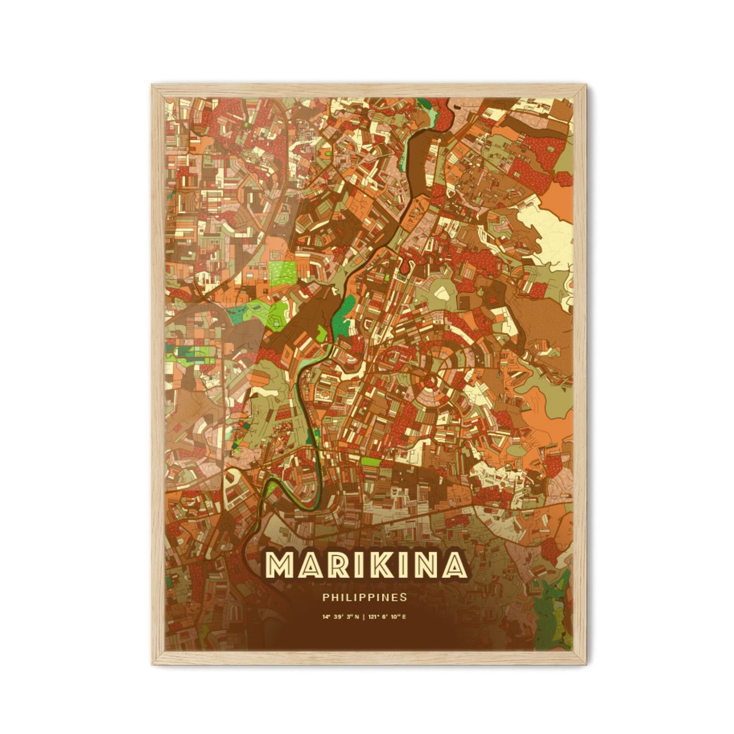 Colorful MARIKINA PHILIPPINES Fine Art Map Farmhouse