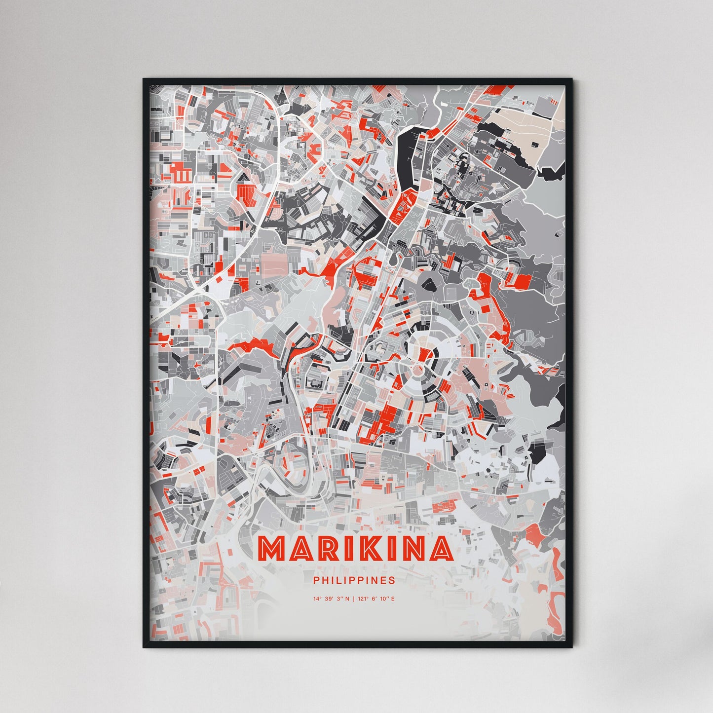 Colorful MARIKINA PHILIPPINES Fine Art Map Modern