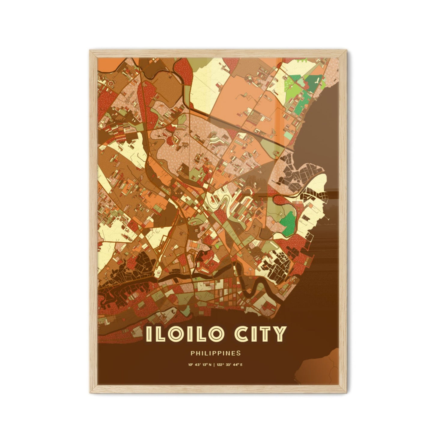 Colorful ILOILO CITY PHILIPPINES Fine Art Map Farmhouse