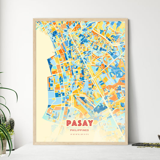 Colorful PASAY PHILIPPINES Fine Art Map Blue Orange