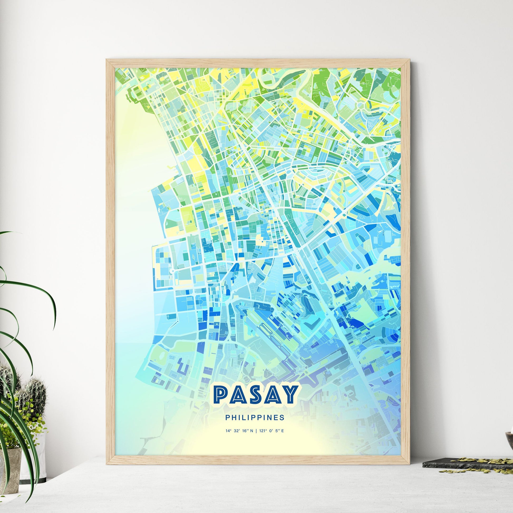 Colorful PASAY PHILIPPINES Fine Art Map Cool Blue