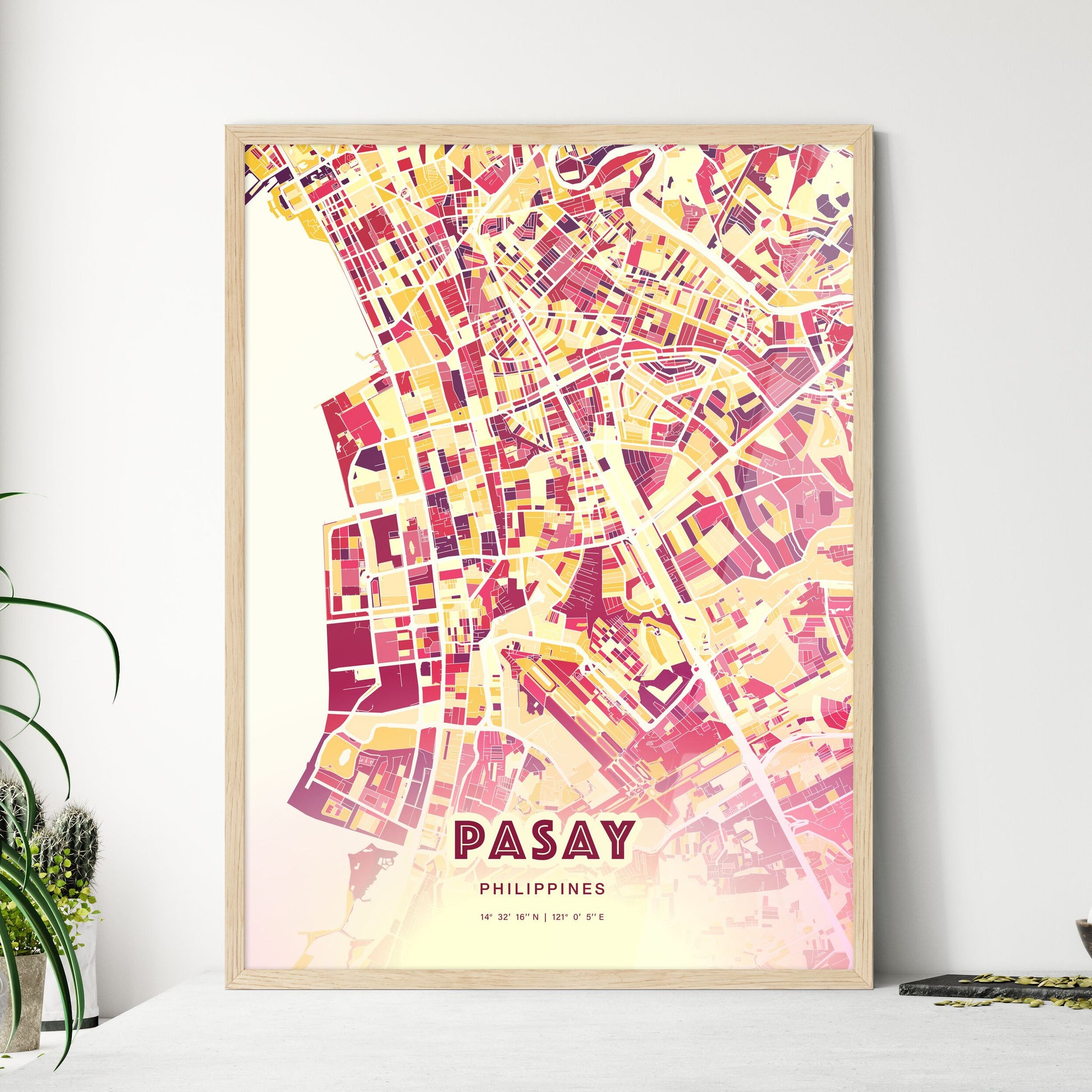 Colorful PASAY PHILIPPINES Fine Art Map Hot Red