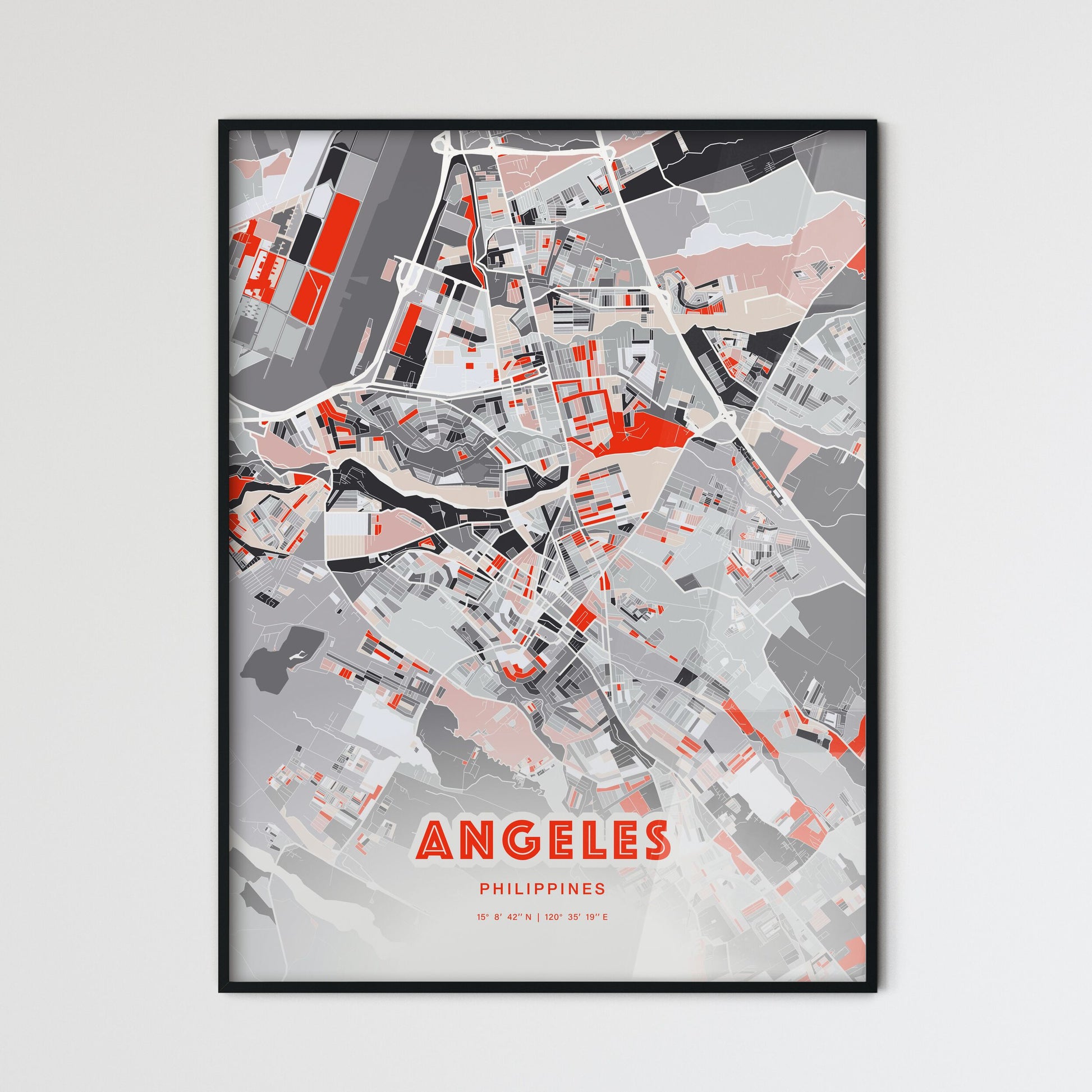 Colorful ANGELES PHILIPPINES Fine Art Map Modern