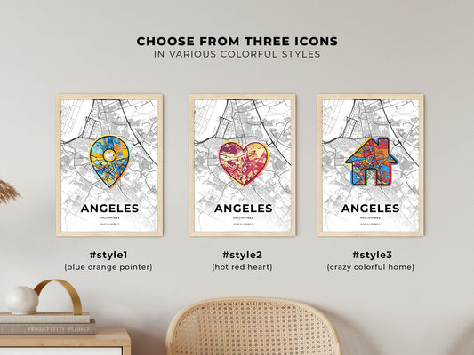 Angeles Philippines maps with colorful icons
