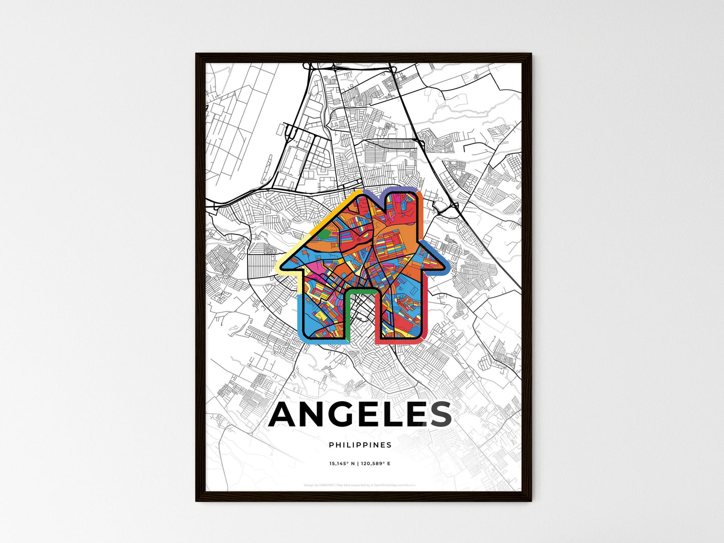 Angeles Philippines wedding art map with home icon